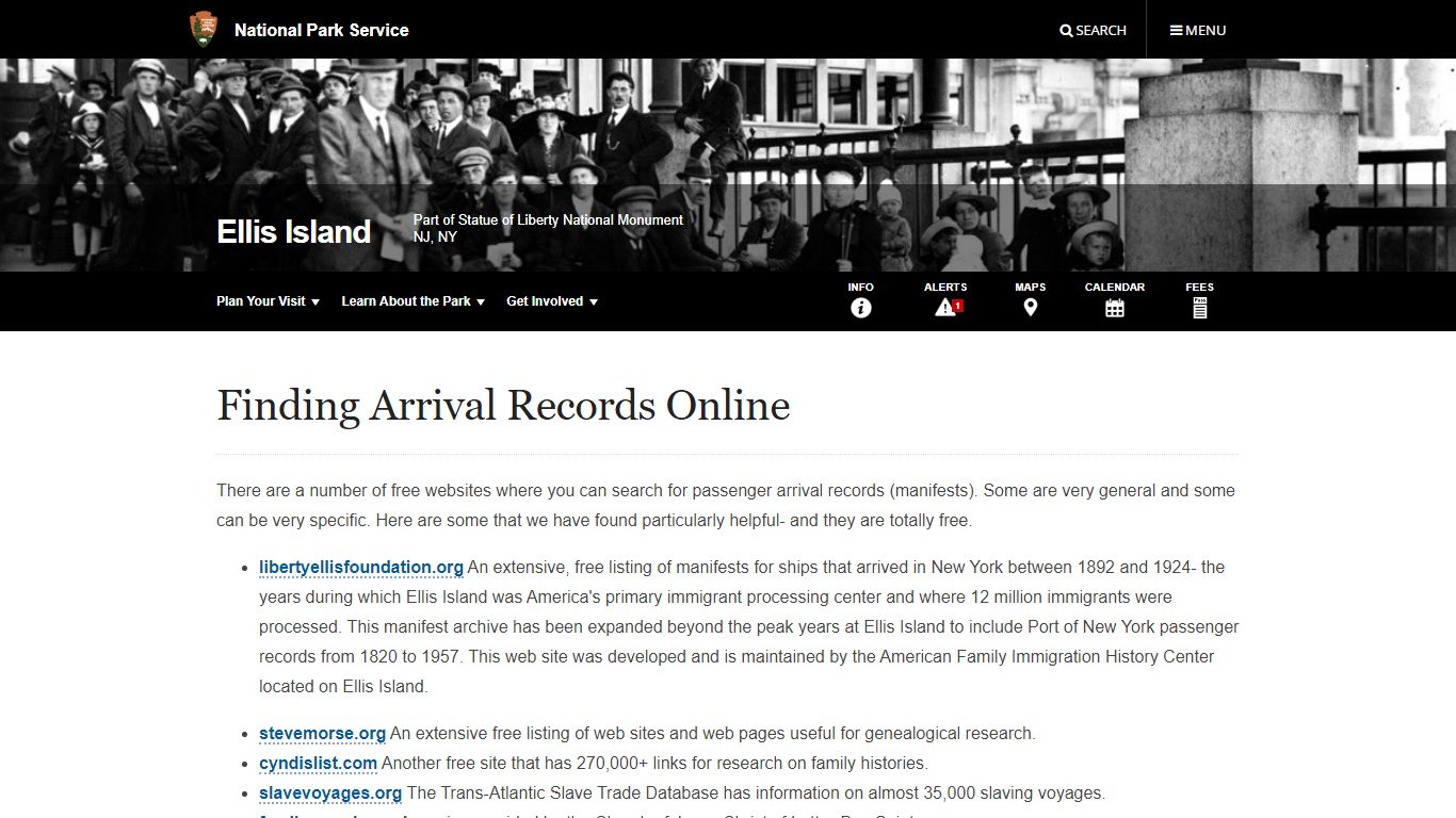 Finding Arrival Records Online - Ellis Island Part of Statue of Liberty ...